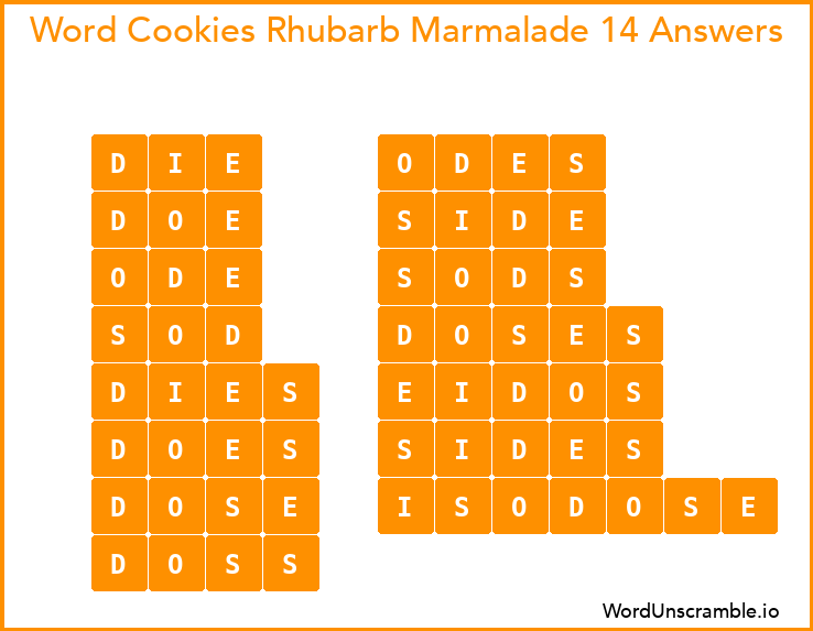Word Cookies Rhubarb Marmalade 14 Answers