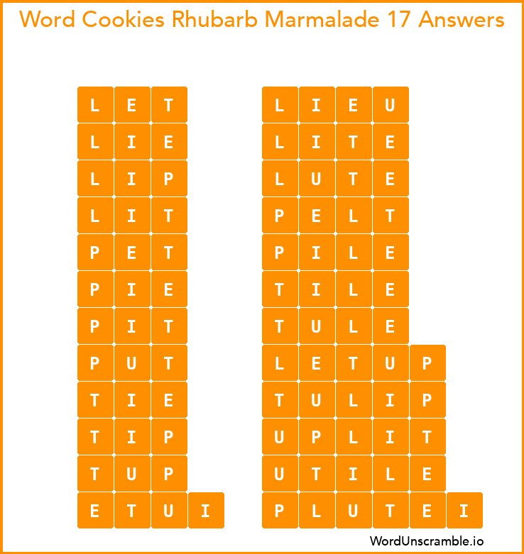 Word Cookies Rhubarb Marmalade 17 Answers