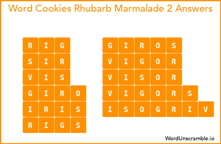 Word Cookies Rhubarb Marmalade 2 Answers