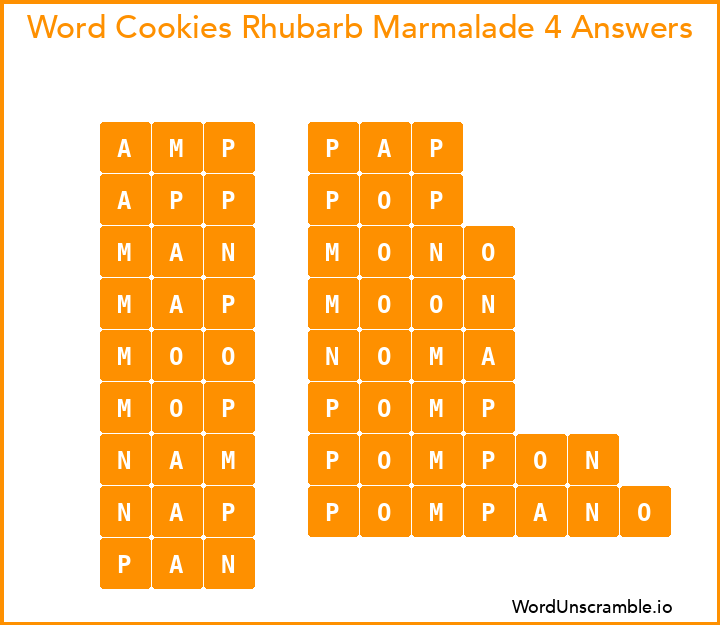 Word Cookies Rhubarb Marmalade 4 Answers