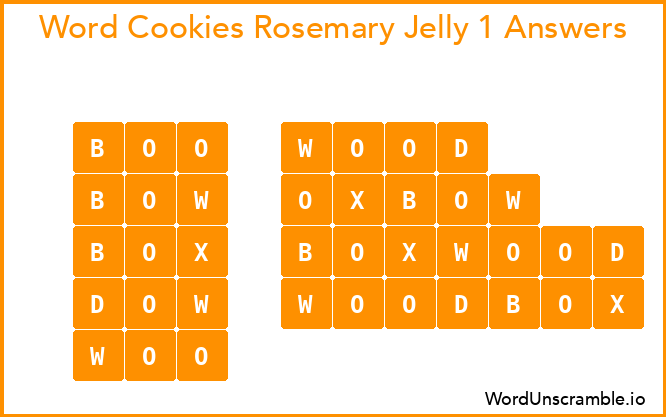 Word Cookies Rosemary Jelly 1 Answers