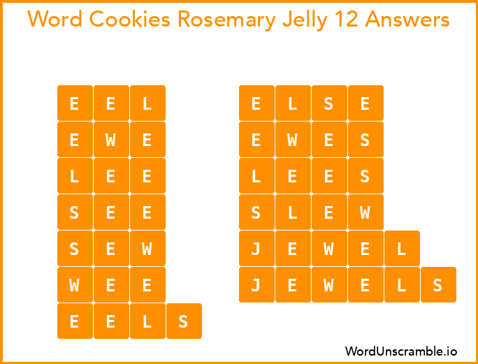 Word Cookies Rosemary Jelly 12 Answers