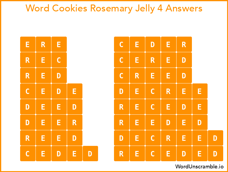 Word Cookies Rosemary Jelly 4 Answers