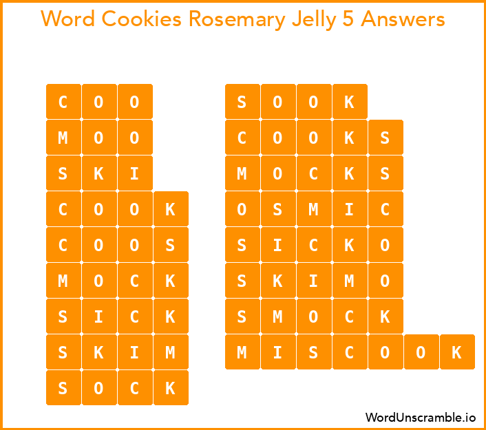 Word Cookies Rosemary Jelly 5 Answers