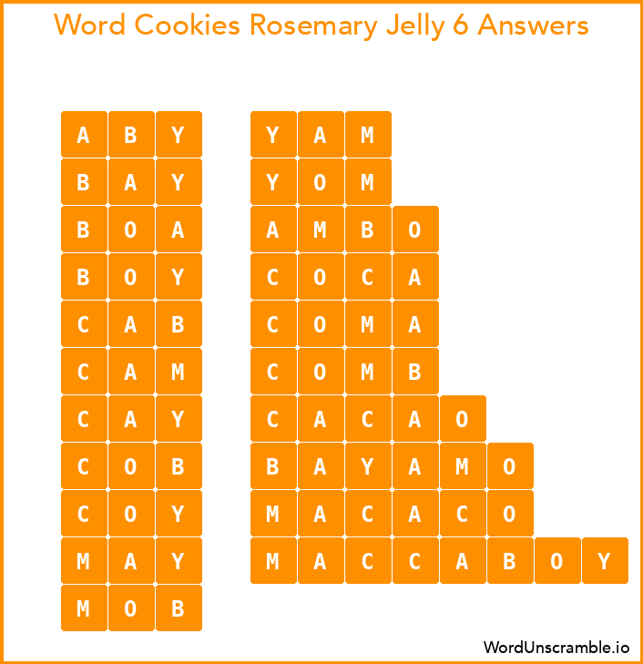 Word Cookies Rosemary Jelly 6 Answers