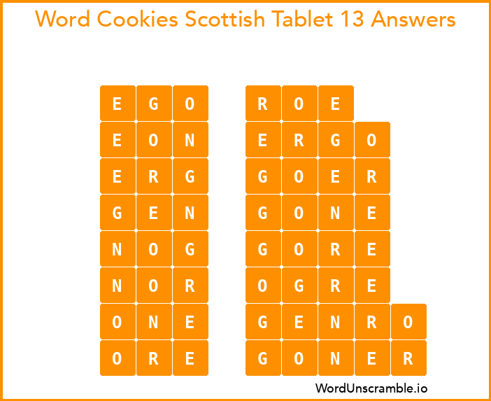 Word Cookies Scottish Tablet 13 Answers