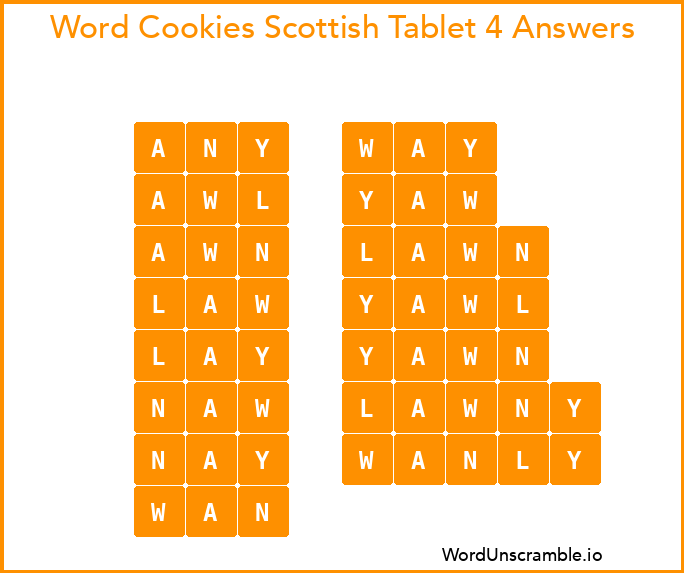 Word Cookies Scottish Tablet 4 Answers