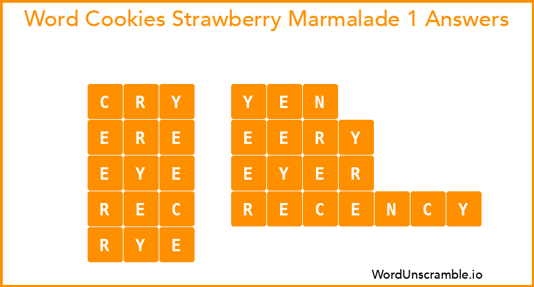 Word Cookies Strawberry Marmalade 1 Answers