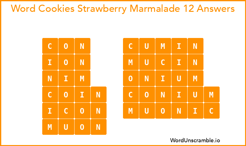 Word Cookies Strawberry Marmalade 12 Answers