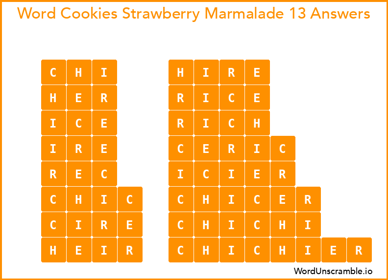 Word Cookies Strawberry Marmalade 13 Answers