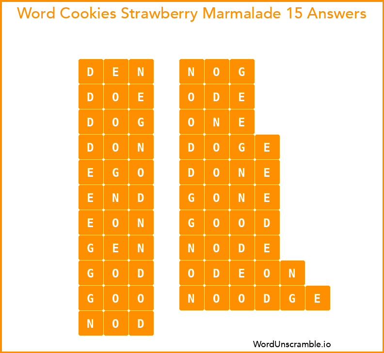 Word Cookies Strawberry Marmalade 15 Answers