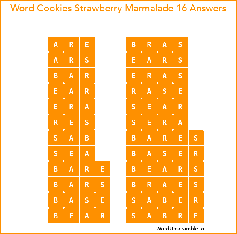 Word Cookies Strawberry Marmalade 16 Answers