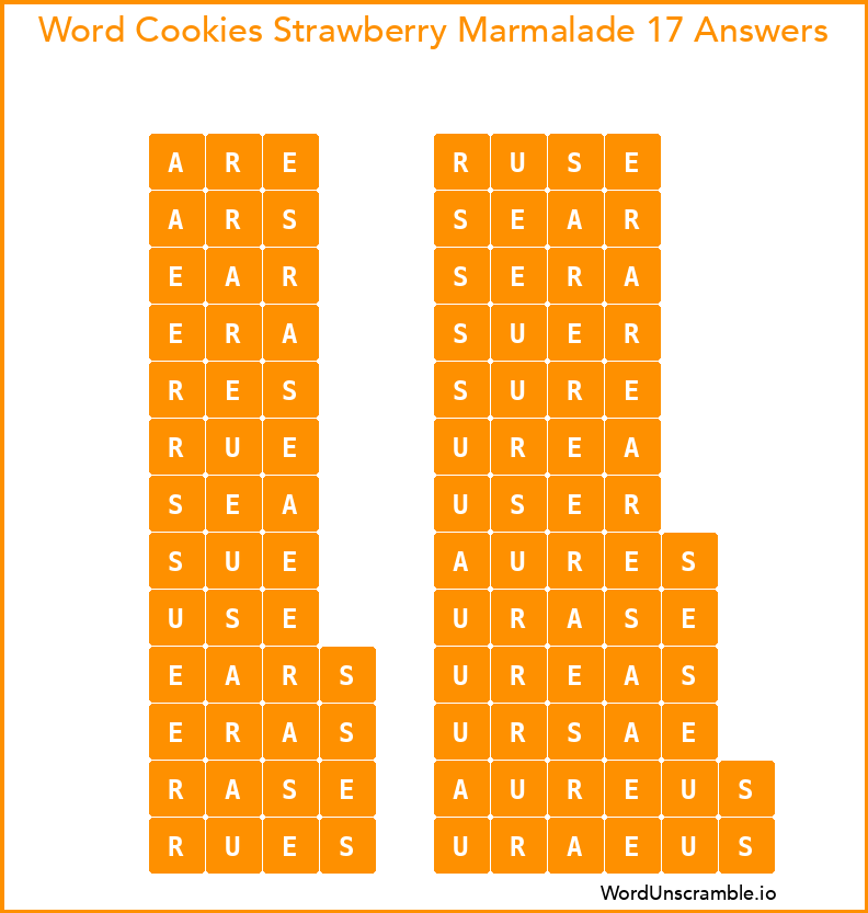 Word Cookies Strawberry Marmalade 17 Answers