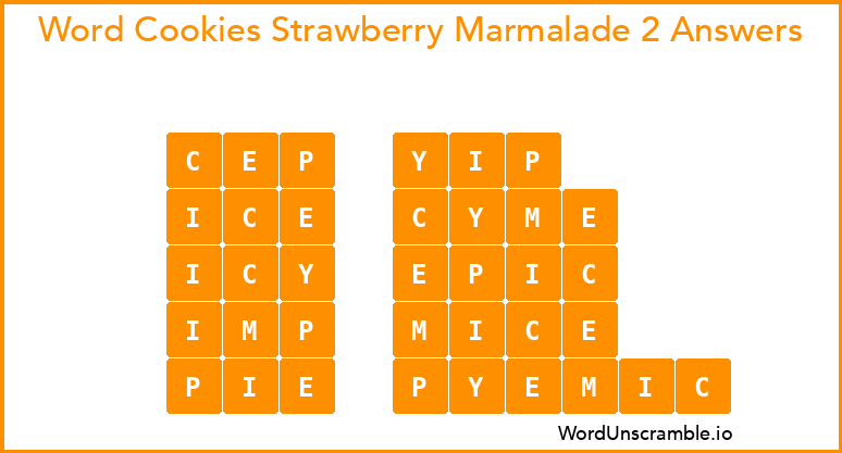 Word Cookies Strawberry Marmalade 2 Answers