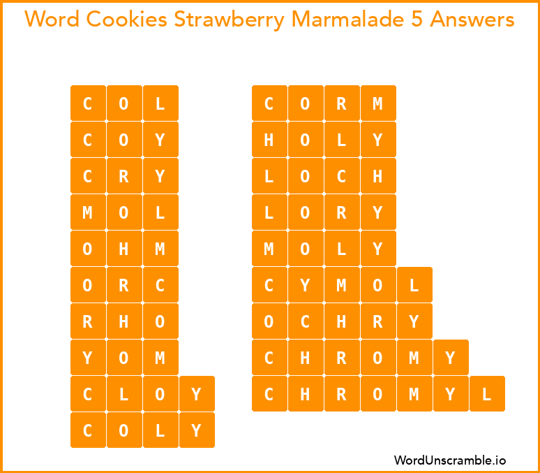 Word Cookies Strawberry Marmalade 5 Answers