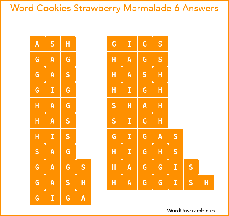 Word Cookies Strawberry Marmalade 6 Answers