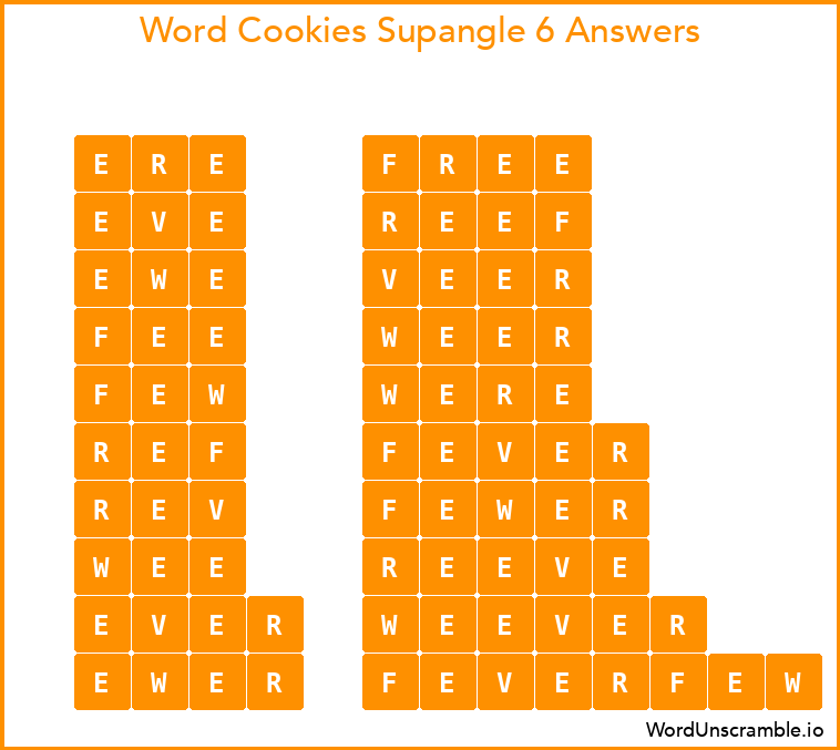Word Cookies Supangle 6 Answers