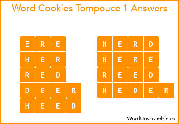 Word Cookies Tompouce 1 Answers