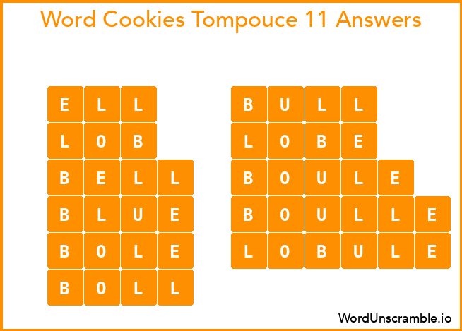 Word Cookies Tompouce 11 Answers