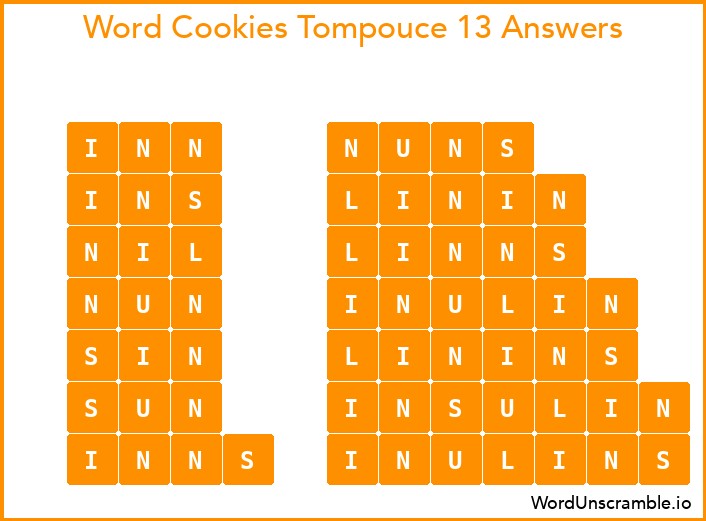 Word Cookies Tompouce 13 Answers