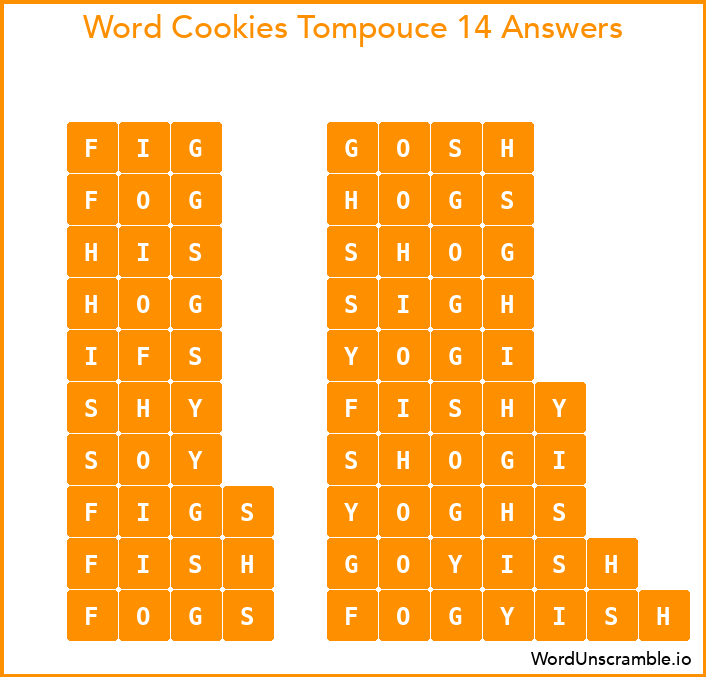 Word Cookies Tompouce 14 Answers