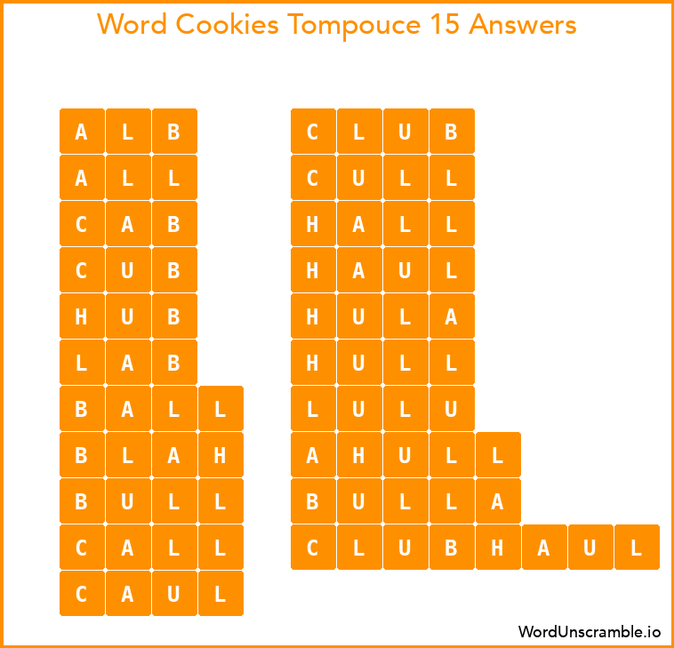 Word Cookies Tompouce 15 Answers