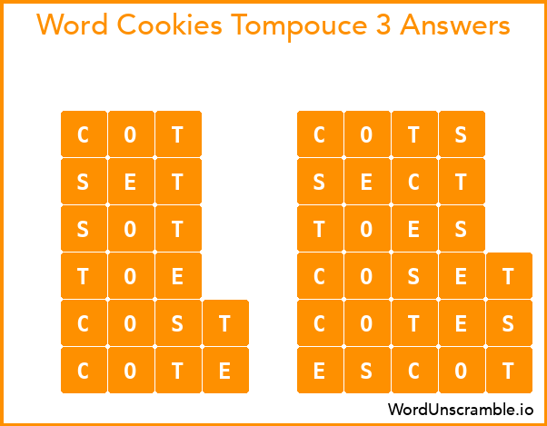 Word Cookies Tompouce 3 Answers