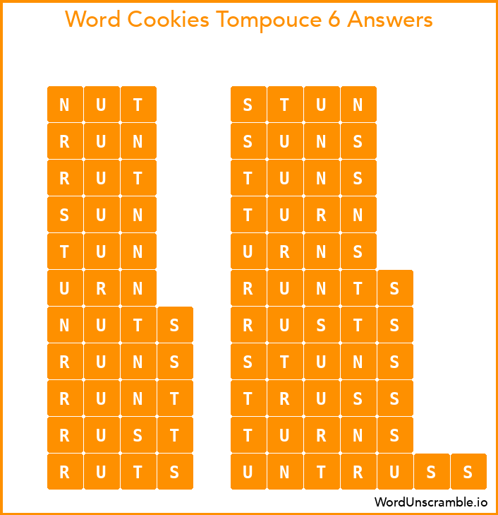 Word Cookies Tompouce 6 Answers