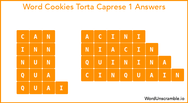 Word Cookies Torta Caprese 1 Answers