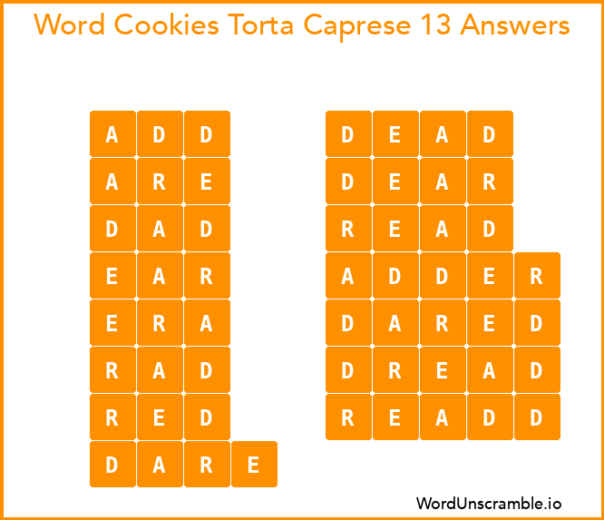 Word Cookies Torta Caprese 13 Answers