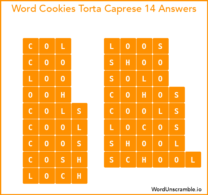 Word Cookies Torta Caprese 14 Answers