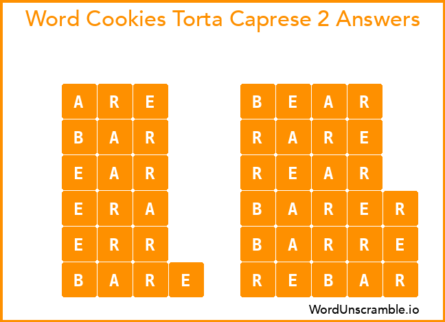 Word Cookies Torta Caprese 2 Answers