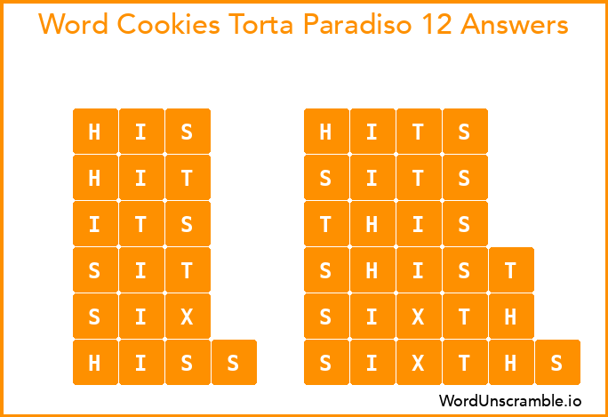 Word Cookies Torta Paradiso 12 Answers