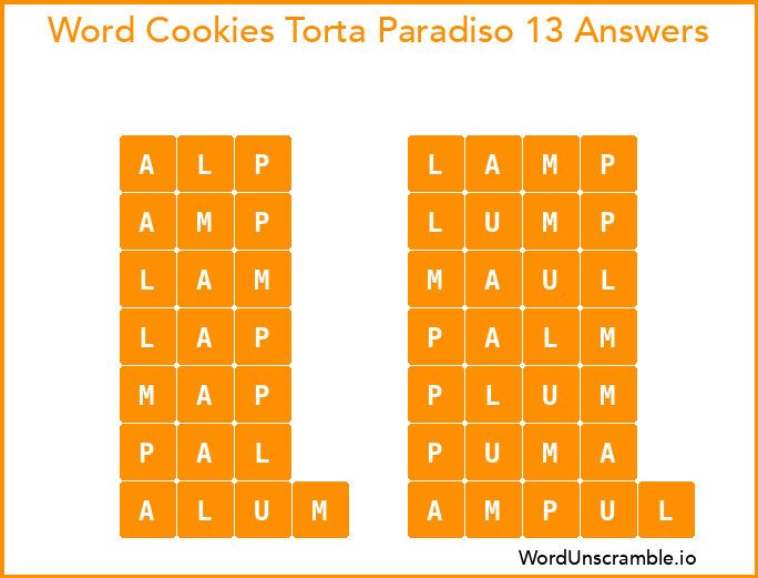 Word Cookies Torta Paradiso 13 Answers