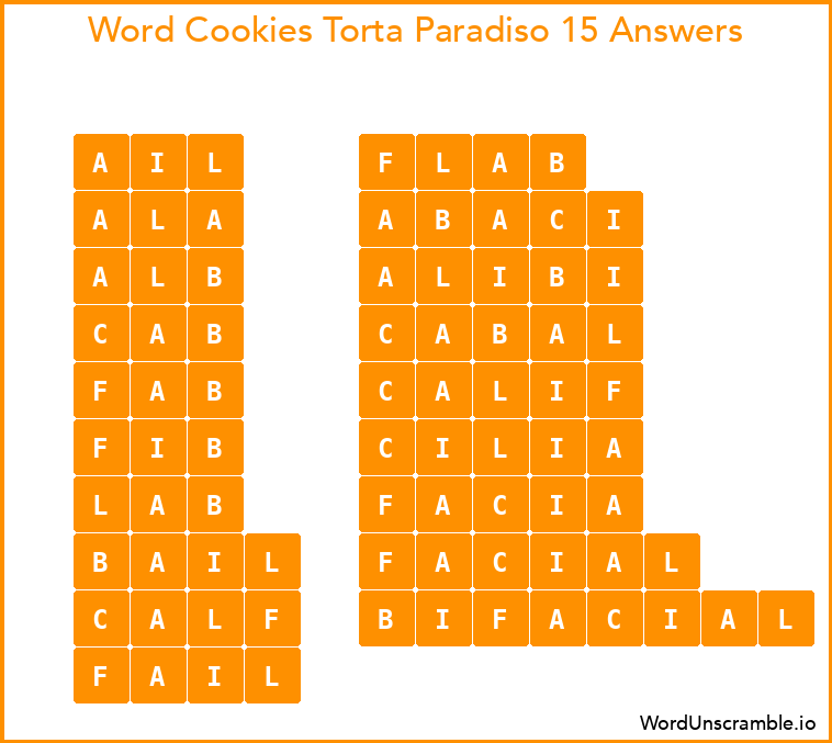 Word Cookies Torta Paradiso 15 Answers