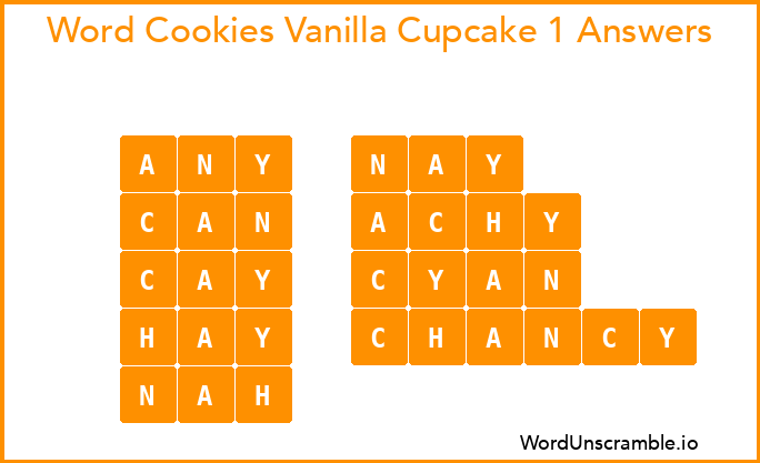 Word Cookies Vanilla Cupcake 1 Answers