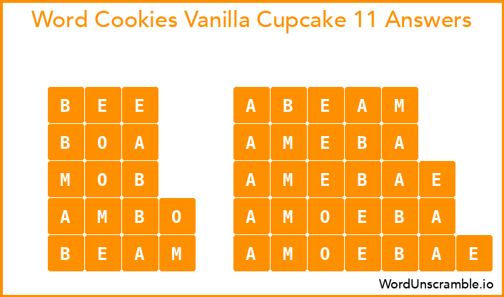 Word Cookies Vanilla Cupcake 11 Answers