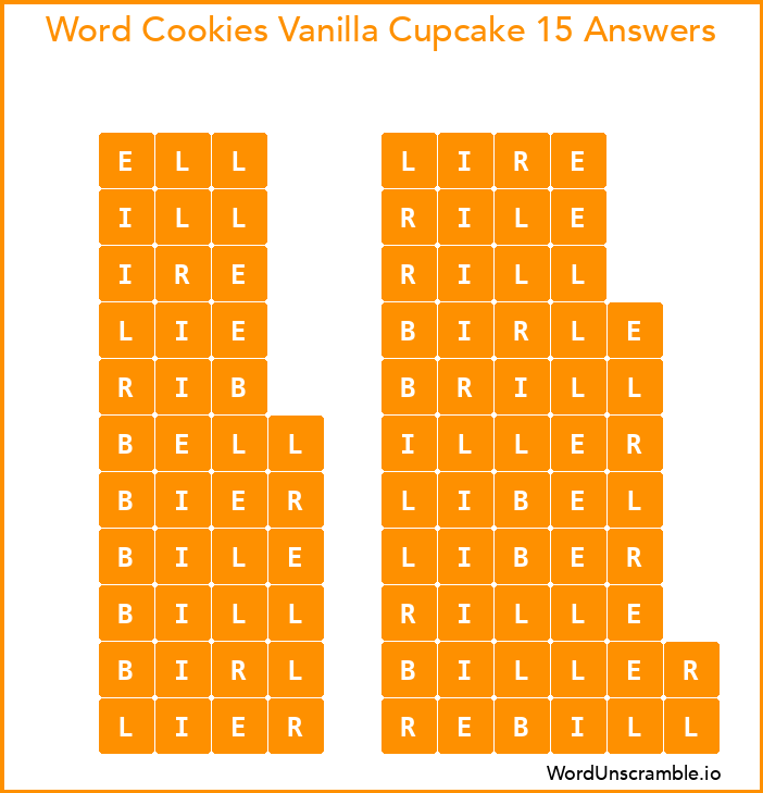 Word Cookies Vanilla Cupcake 15 Answers