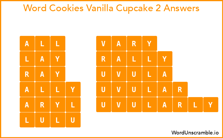 Word Cookies Vanilla Cupcake 2 Answers