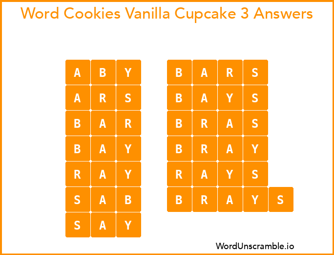 Word Cookies Vanilla Cupcake 3 Answers