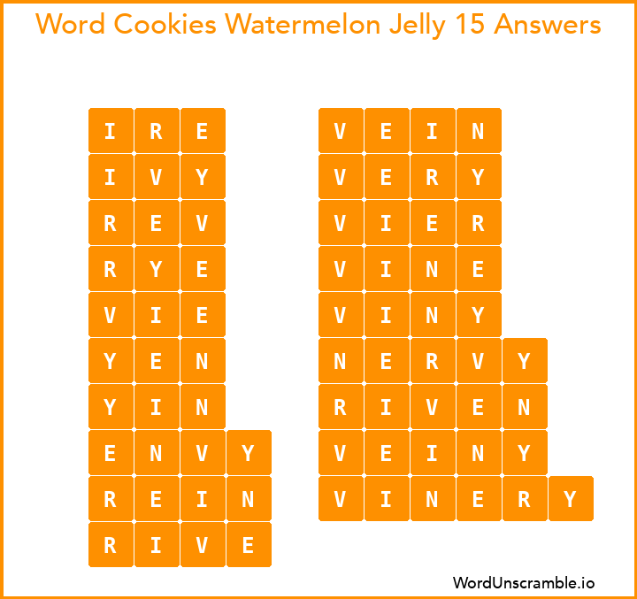 Word Cookies Watermelon Jelly 15 Answers
