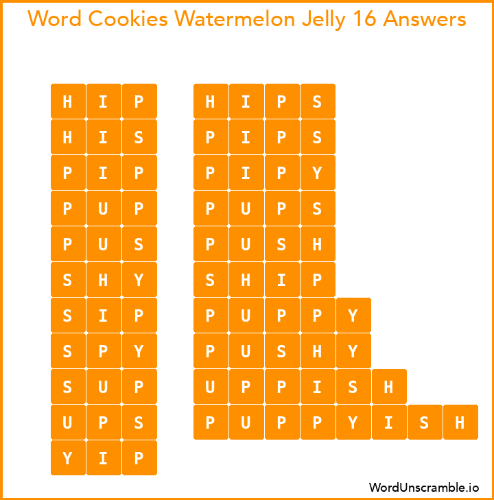 Word Cookies Watermelon Jelly 16 Answers