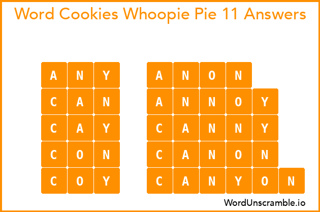 Word Cookies Whoopie Pie 11 Answers