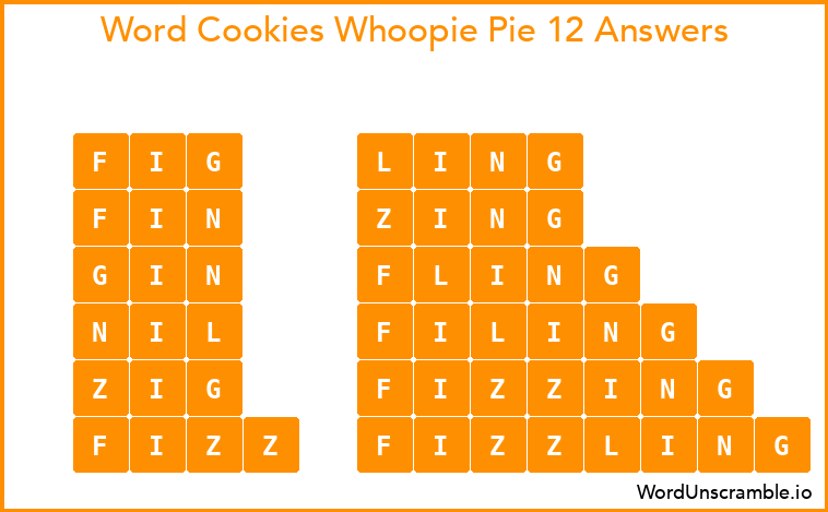Word Cookies Whoopie Pie 12 Answers