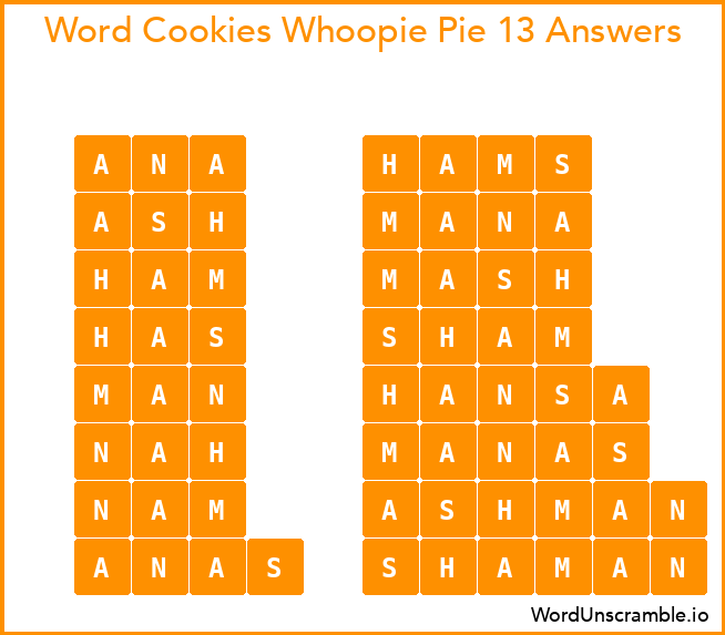 Word Cookies Whoopie Pie 13 Answers