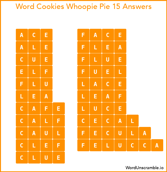 Word Cookies Whoopie Pie 15 Answers