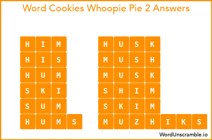 Word Cookies Whoopie Pie 2 Answers
