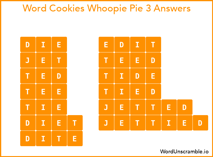 Word Cookies Whoopie Pie 3 Answers