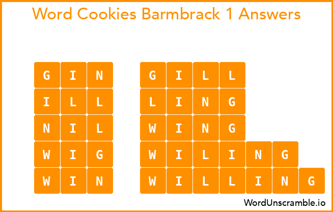 Word Cookies Barmbrack 1 Answers