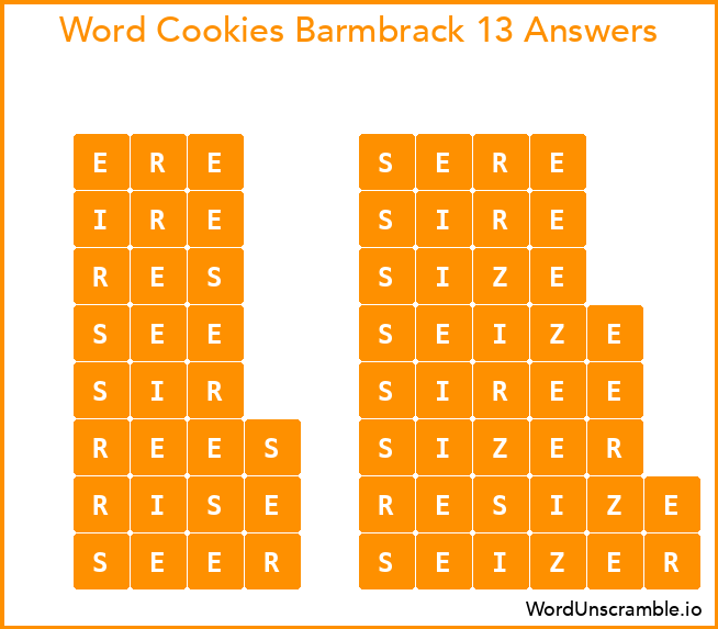 Word Cookies Barmbrack 13 Answers
